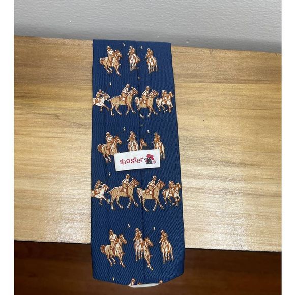 Rooster Square Bottom Cotton Tie‎ Navy Blue - Picture 2 of 3